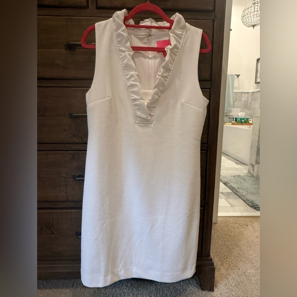 Lilly Pulitzer White Ruffle V-Neck Dress